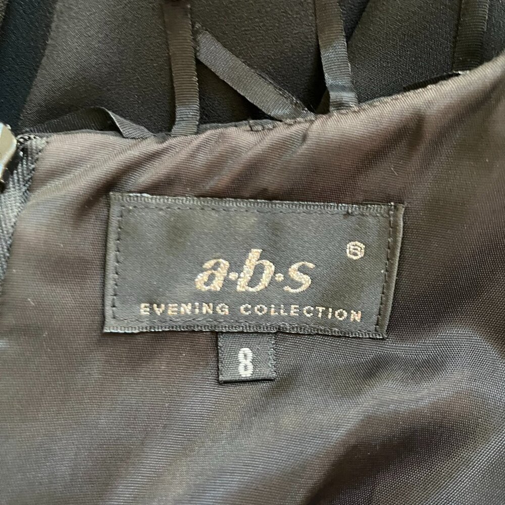 ABS Evening Collection Black Chiffon Cocktail Dress, Size 8 (fits like a 6) - Picture 10 of 10